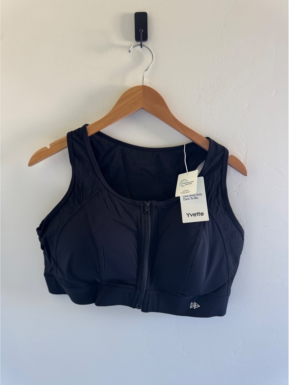 Yvette Women’s High Support Front Zip Sports Bra Black Size 4XL NWT